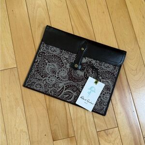 Robert Graham Brown Taupe Paisley Leather Envelope Bag